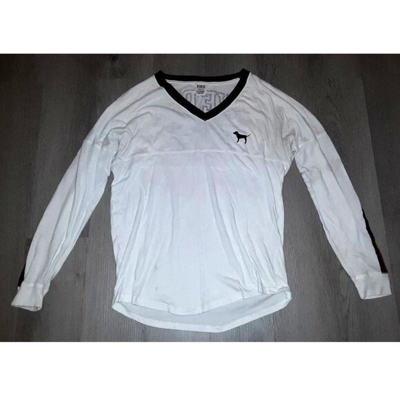 Vintage Y2k Victoria's Secret PINK Sequin Bling White Long Sleeve Shirt SMALL - Picture 4 of 6